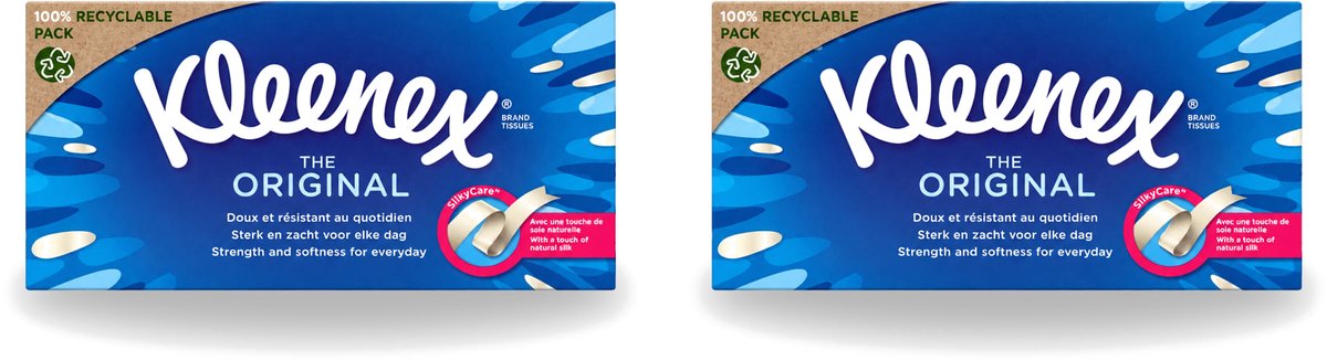2 x Kleenex - Tissues - The Original - Voor Dagelijks Gebruik - 72 Stuks - Voordeelverpakking - 2 stuks