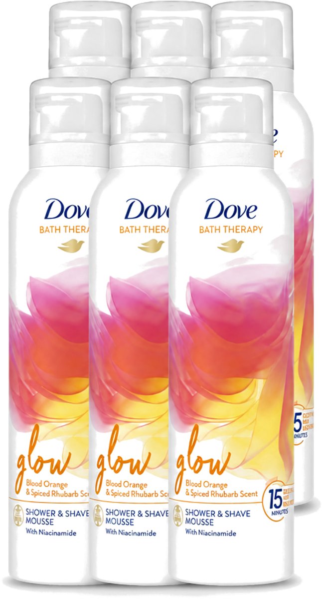 6 x Dove – Douche- & Scheerschuim – Bath Therapy Glow – 200 ml - Voordeelverpakking - 6 stuks