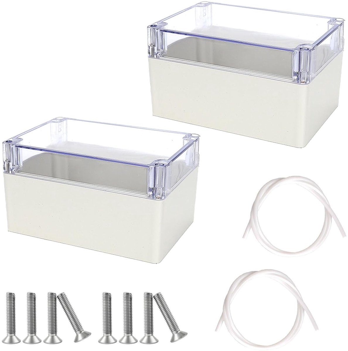 2 stuks kunststof behuizing met transparante afdekking, waterdichte IP65 lege behuizing, elektronische behuizing, universele projectbehuizing, aansluitdoos, 160 x 110 x 90 mm