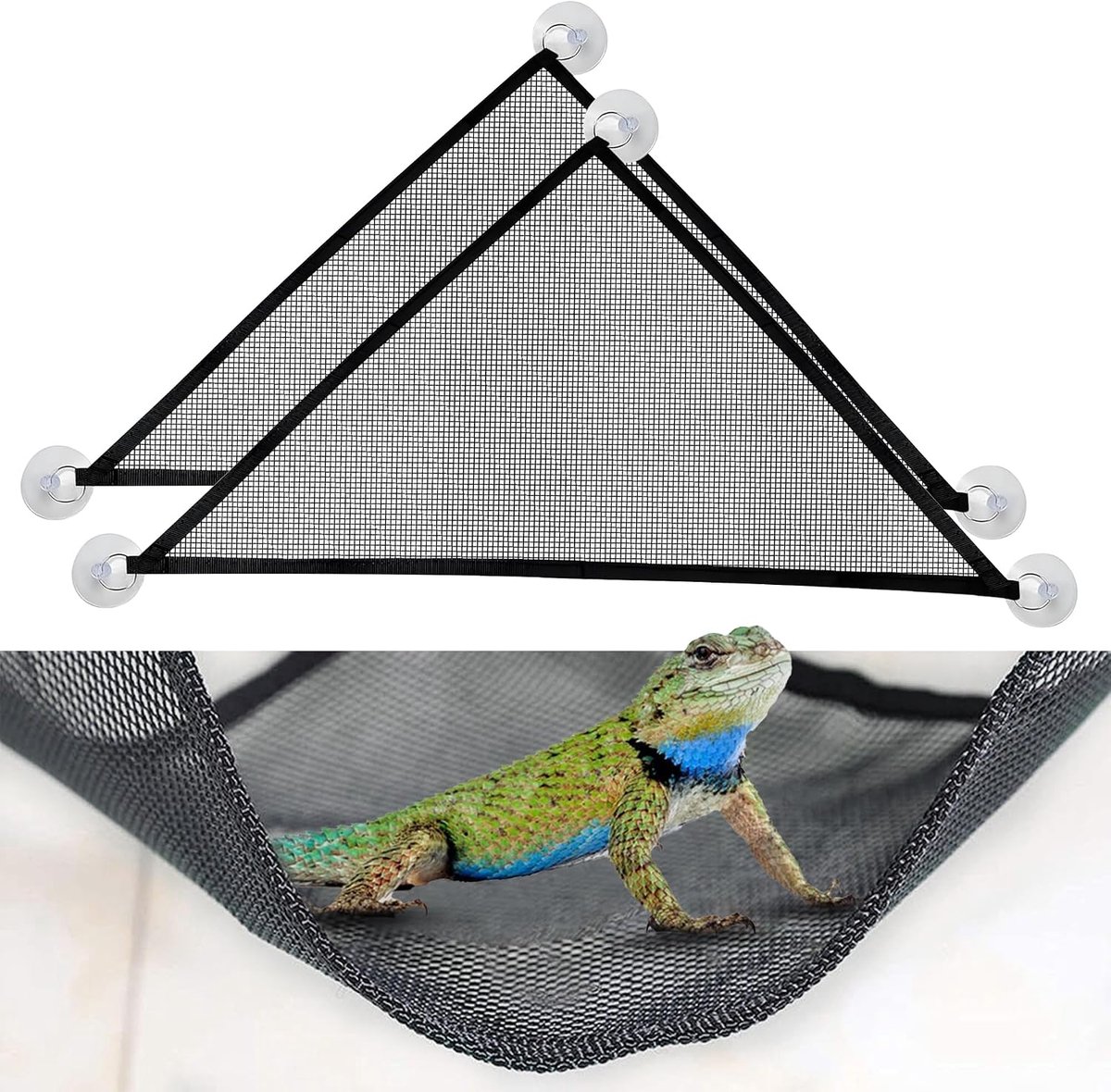 2 stuks ademende mesh reptielen hangmat, geschikt voor grote en kleine baardraken, anole gekko's, hagedissen of slangen (zwart)