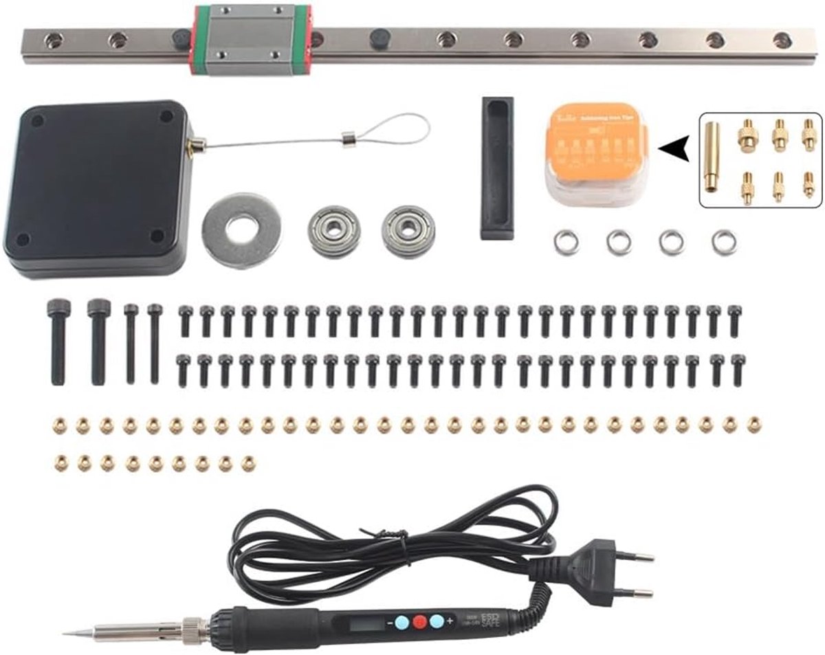 Kit Heat Set Insert Tool Soldeerbout Heat Insert Groef Embedded Kit M2-M8 voor 3D-printer EU-stekker