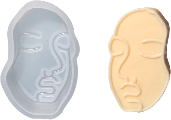2 Stuks Menselijk gezicht kaars vorm 3D, DIY Aromatherapie kaars vorm, Abstracte vorm van Gezichtssiliconen voor Het Maken van Kaarsen, Handgemaakte Zeep, Pudding, Cake, Geurkaars — afbeelding 2