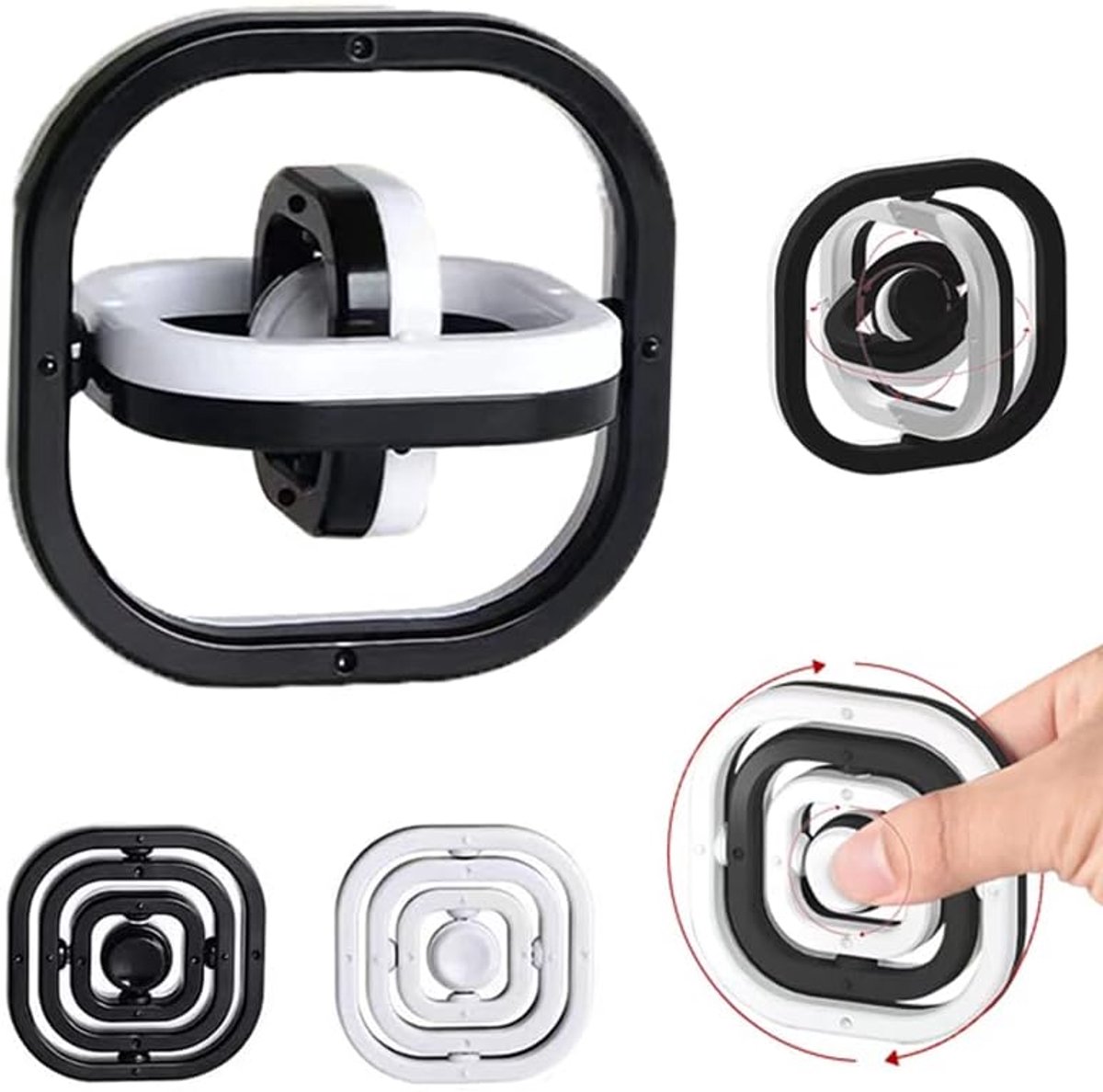 Fidget Toy Handcirkel, 3D zwart en wit, anti-stress voor kinderen