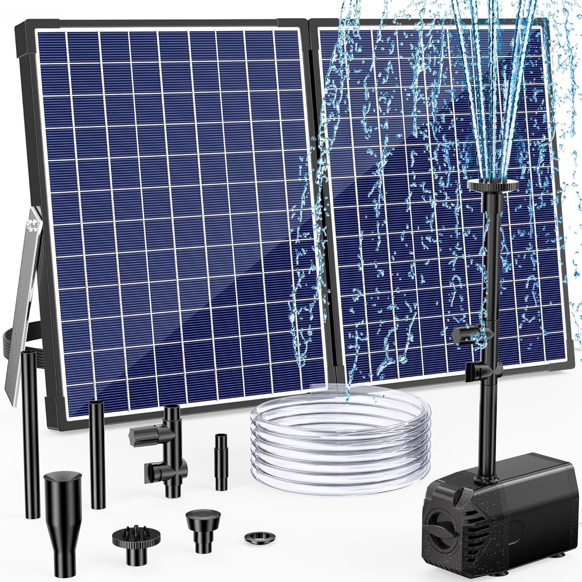 Vijverpomp op zonne-energie, 35 W, 1620 l/u, fonteinpomp op zonne-energie met stabiele waterstraal, droogloopbeveiliging, 5 m kabel, voor tuin, vijvers, vogelbaden en waterspeelplaatsen