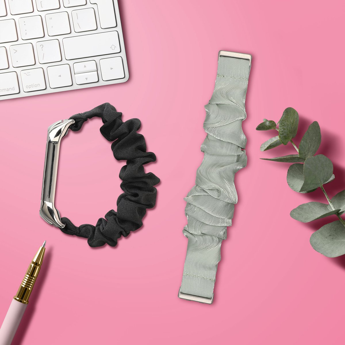 kwmobile elastisch bandje voor smartwatch - geschikt voor Huawei Band 11 / Band 11 Pro - Horlogebandje van katoen - In pastelgroen