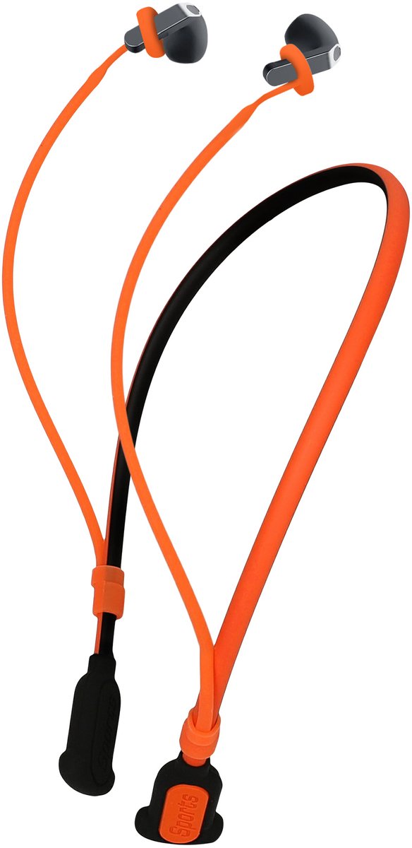 kwmobile Siliconen Nekband voor Samsung Galaxy Buds 4 / Galaxy Buds 4 Pro Houder voor Joggen - Band voor In-Ear Hoofdtelefoon - Koptelefoon Accessoire - zwart / oranje