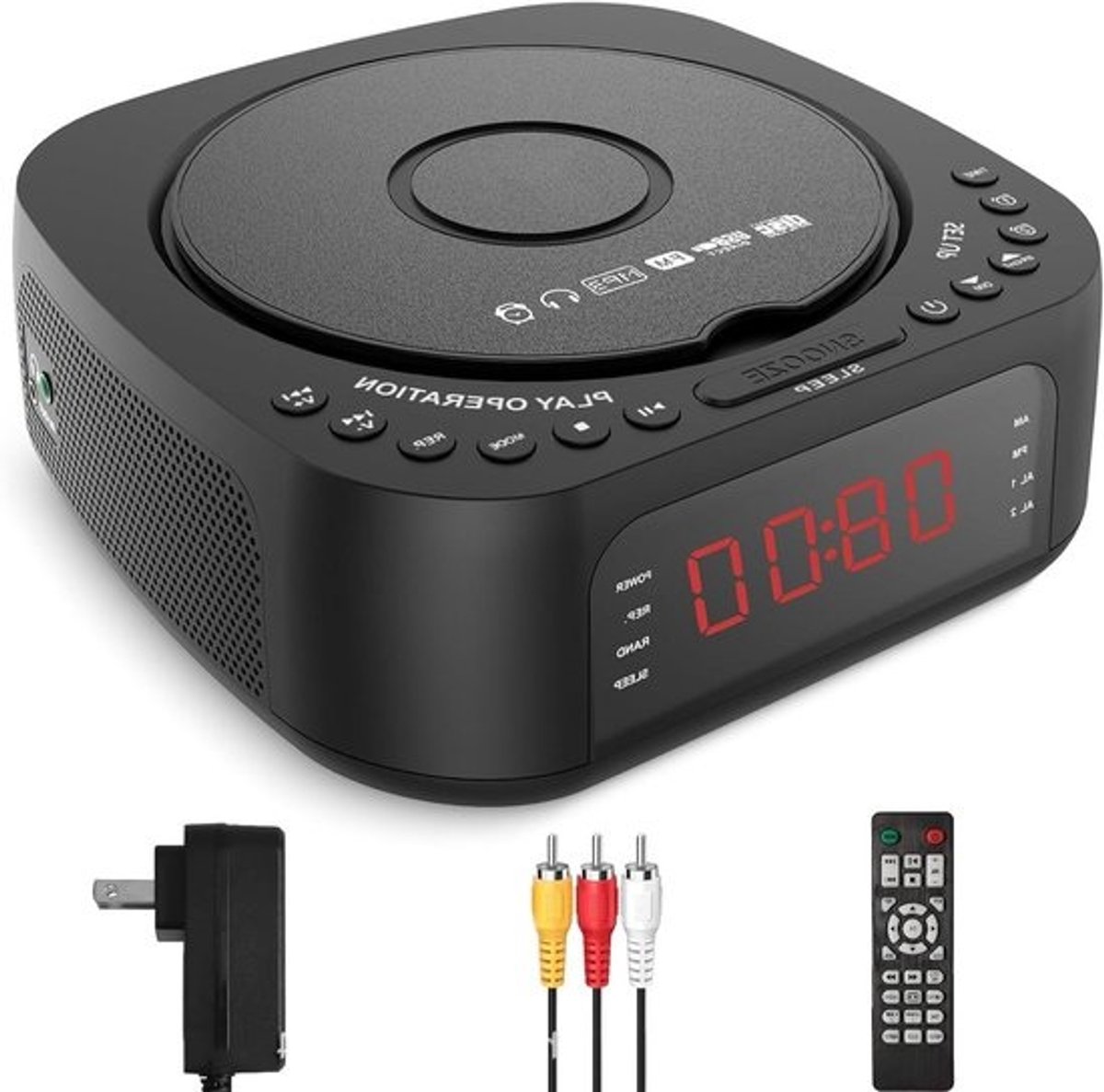 Draagbare cd-speler - Persoonlijke discman - Voor muziek luisteren - Bluetooth en wekker - 18 x 18 x 7 cm - Wit