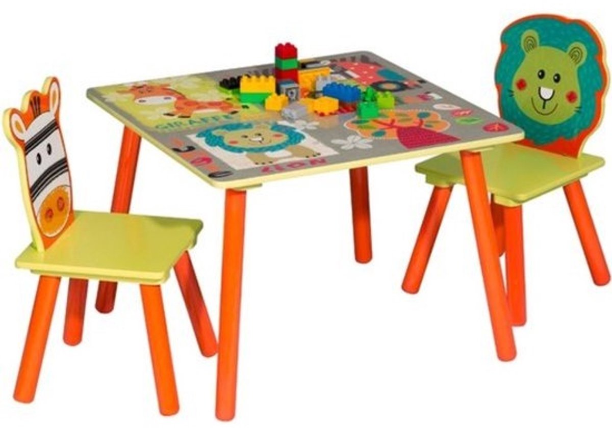 Kindertafel Dido - Met 2 stoeltjes - Speeltafel - Kindermeubel deluxe - Kinderbureau - Koeienprint