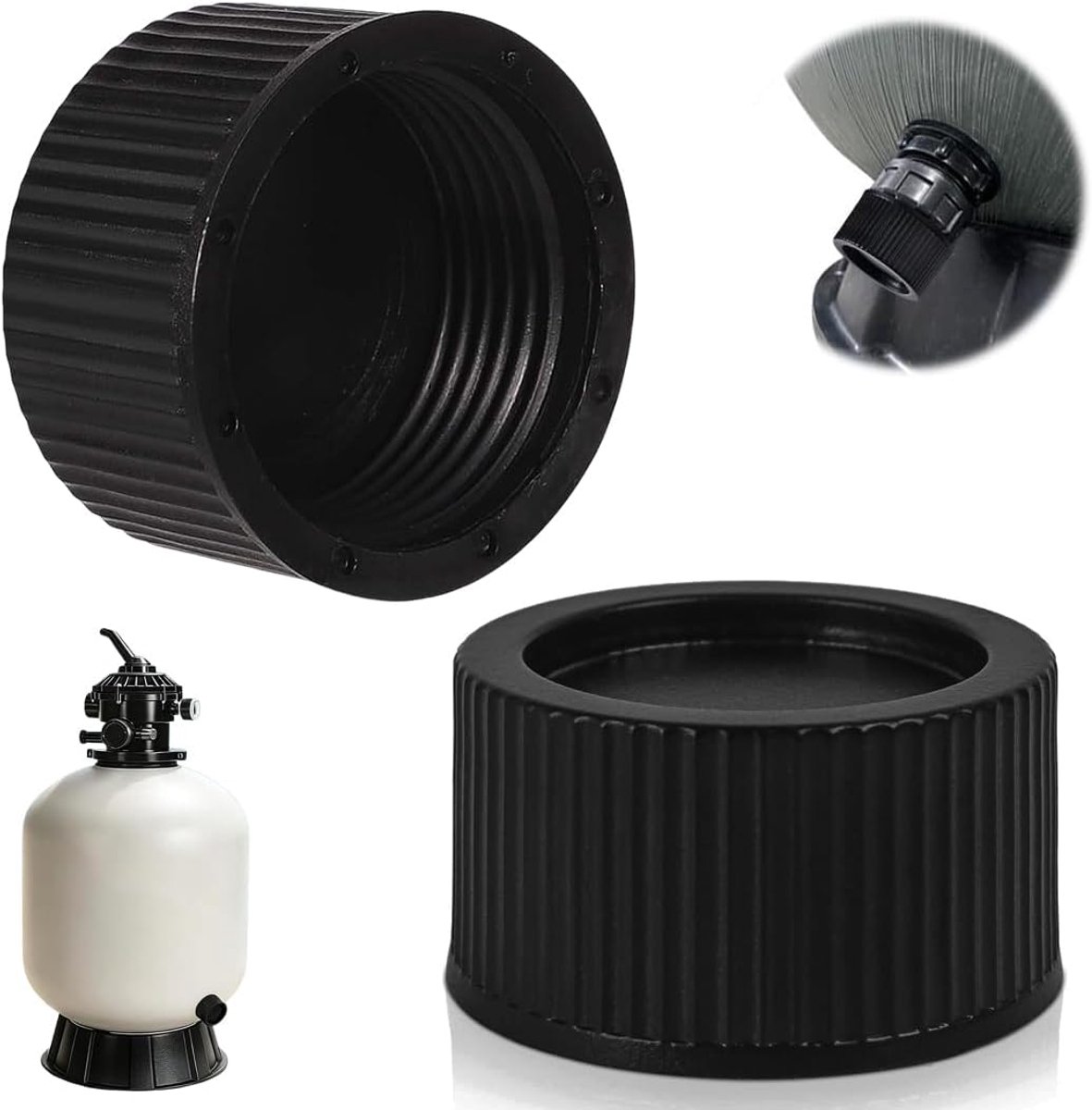 2 stuks zandfilter aftapkap met 2 stuks pakking,zandfilterinstallatie reserveonderdelen,zwembad zandfilter afvoerkap - ShopVlot
