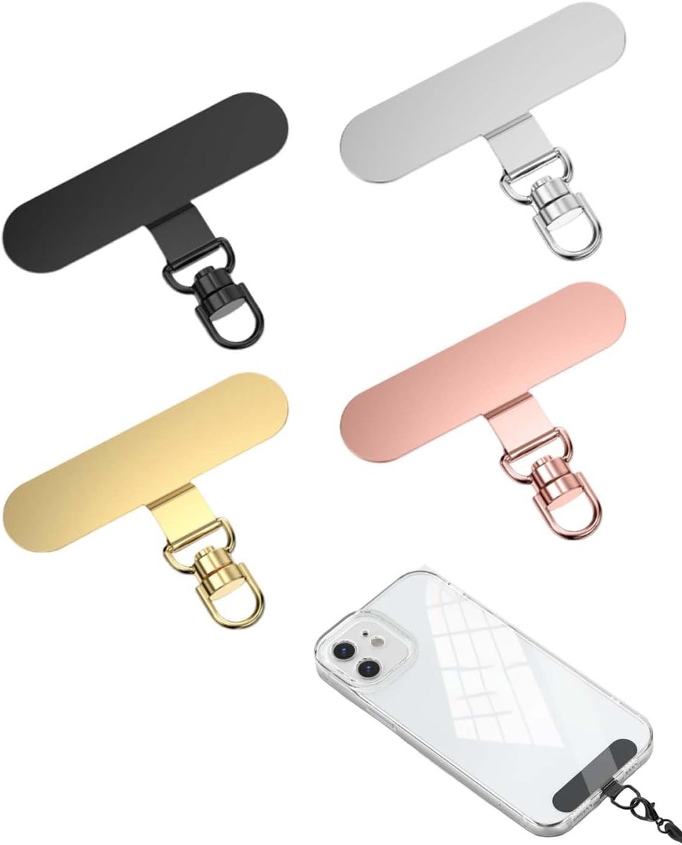 4 stuks universele telefoonkoordhouder van roestvrij staal, 360° draaibaar in vier kleuren voor de meeste smartphones - ShopVlot
