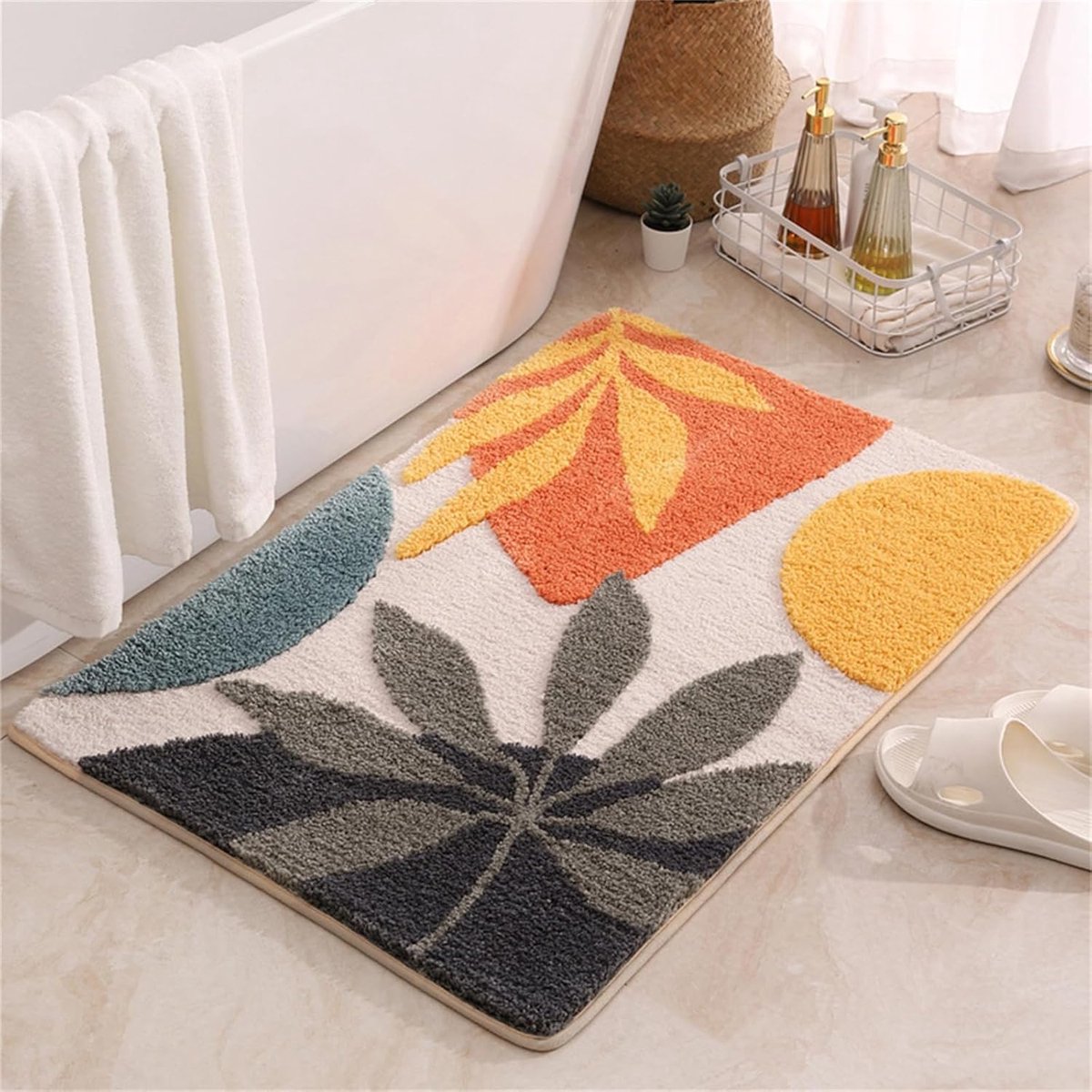 Badkamermat - Boheemse stijl - Wasbaar - Antislip - Microvezel - Zacht en pluizig - Rechthoekig - 40*60 cm