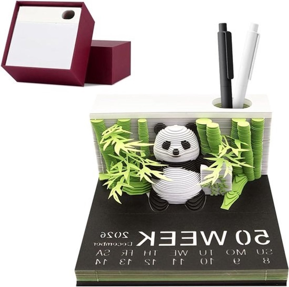 3D Panda Notepad en tear-off kalender 2026 - tafelkalender en notitieblok