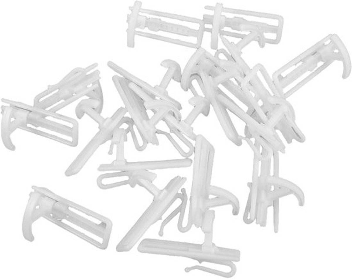 Gordijnhaken - Plastic clips - Om gordijnen op te hangen - Verstelbaar ontwerp - 20 stuks - Wit