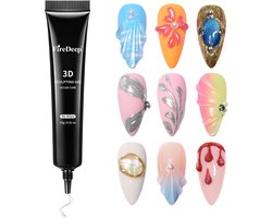 3D Modelling Gel for Nail Design, Modelling Glue for Stone Decoration and Designs, Clear No Wipe Nail Gel DIY for Home - ShopVlot