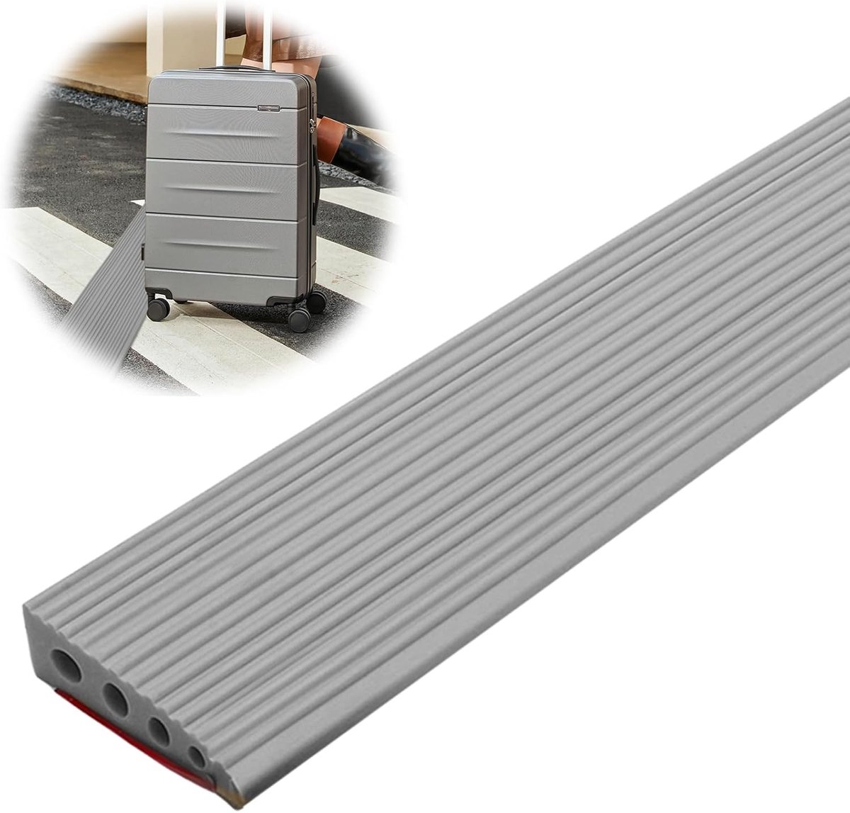 Drempelhulp van 8x2cm van PVC voor rolstoel, wandelwagen en e-scooter met antislip oppervlak en veilige toegang