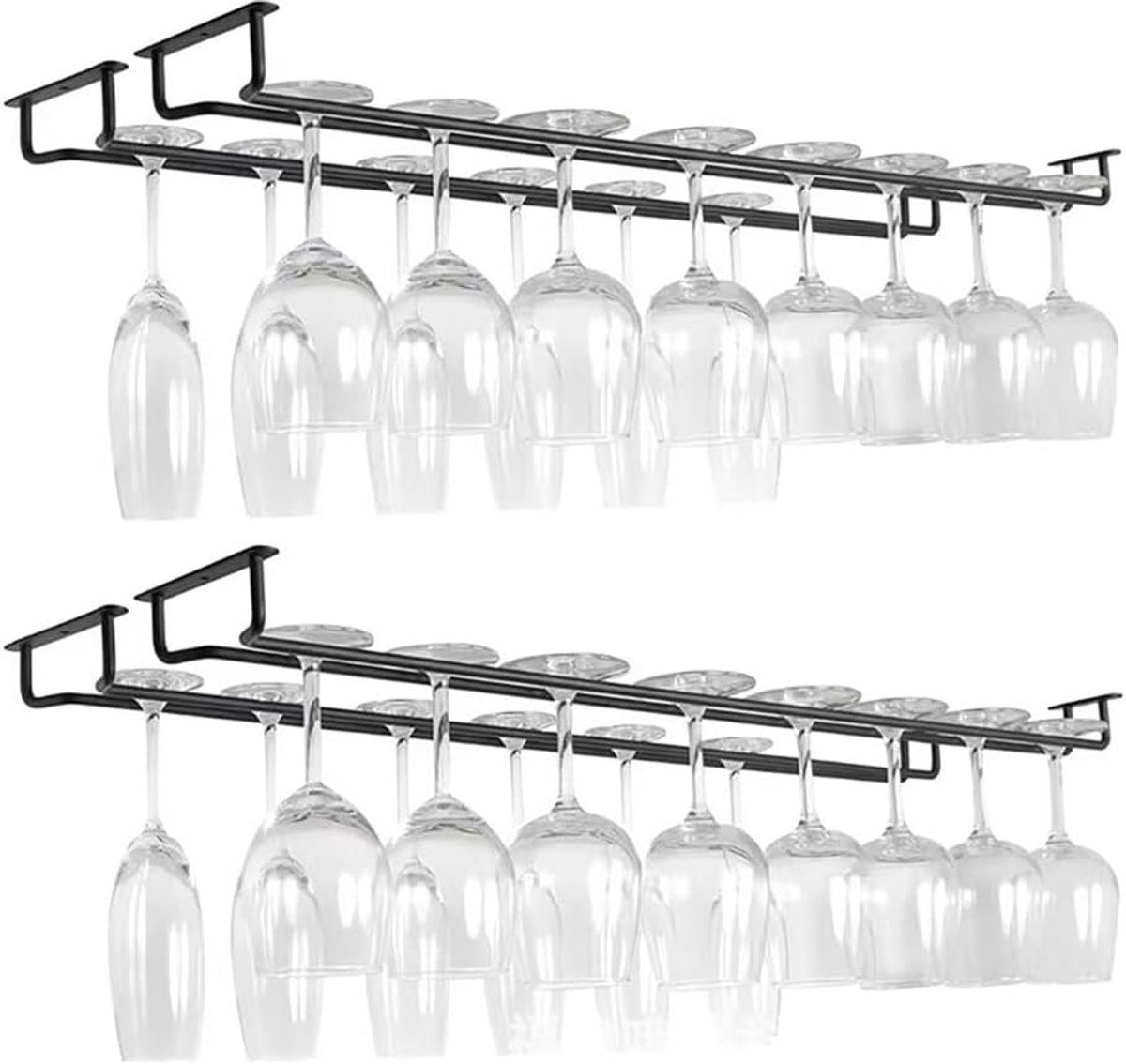 SnelShoppen - Glazen Onderbouwhouder voor 4 Wijnglazen, Hangende Glazenhouder van Hoogwaardig Metaal, Droog Onder de Kast, Perfect voor Keuken en Bar,