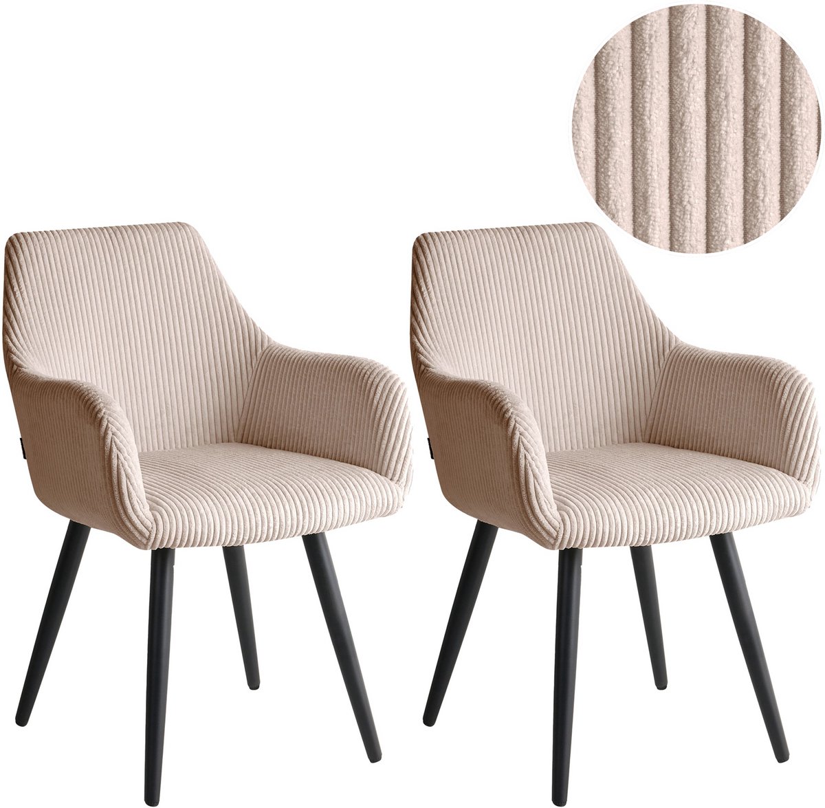 Beliani MORI - Eetkamerstoel set van 2 - Beige - Corduroy