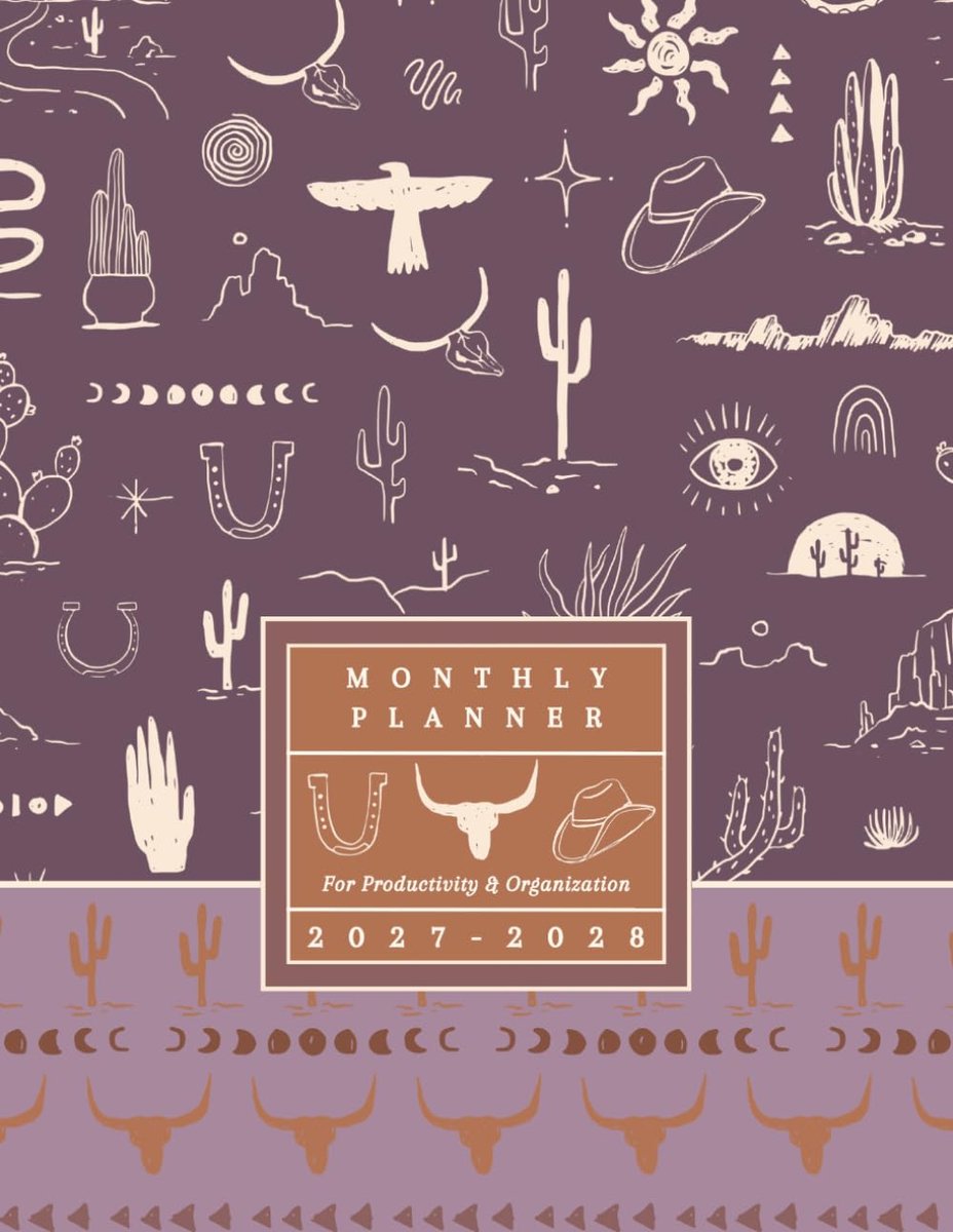 SnelShoppen - 2027-2028 Cowgirl Themed Monthly Planner - 2-Jarige Kalender - 8.5x11 Inch - Perfect voor Organisatie en Planning - Ideaal voor Feestjes