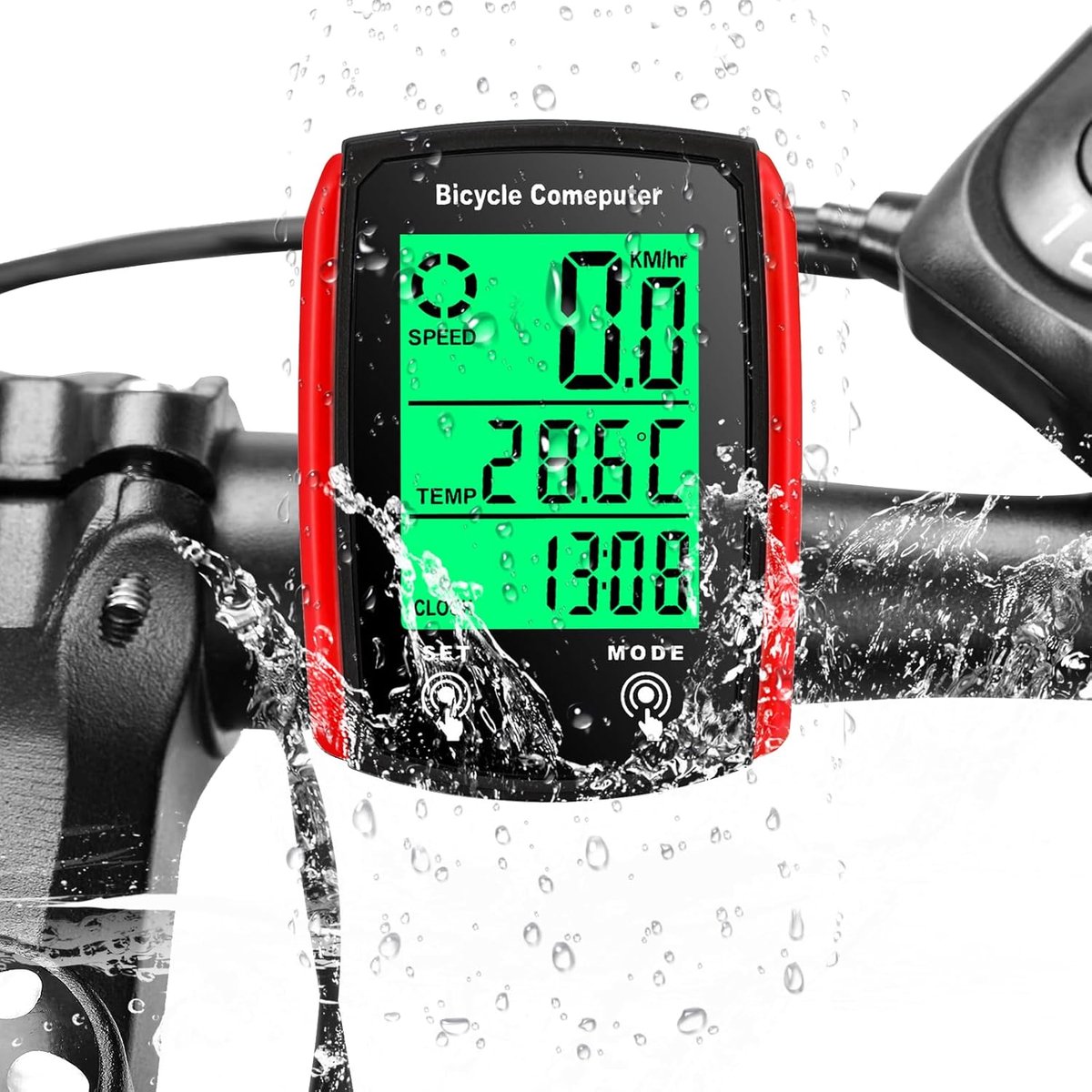 Fietscomputer universeel - 19 functies - IP54 waterdicht - touchscreen met LCD-achtergrondverlichting - SnelShoppen