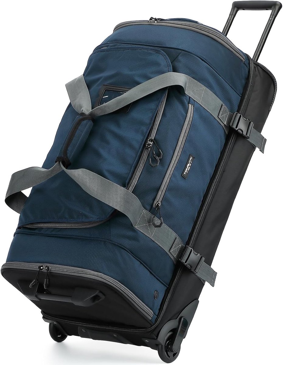 Travel duffel bag on wheels Large duffel bag roll, Blue, minimalist - ShopVlot