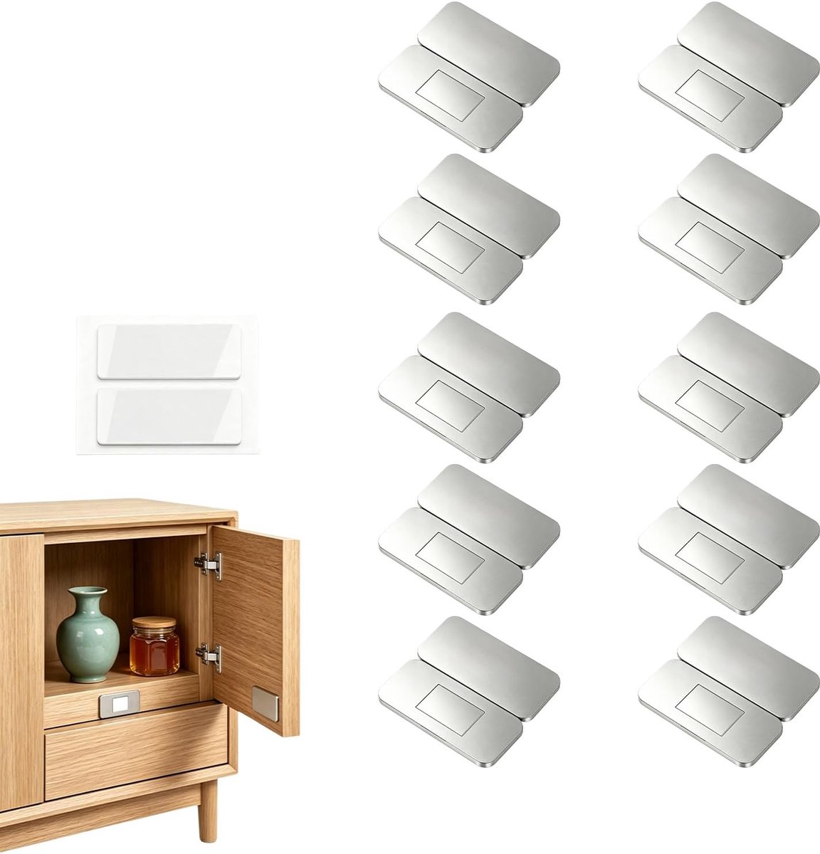 10 zelfklevende magneten, ultradun, zelfklevend, voor meubels en laden - ShopVlot