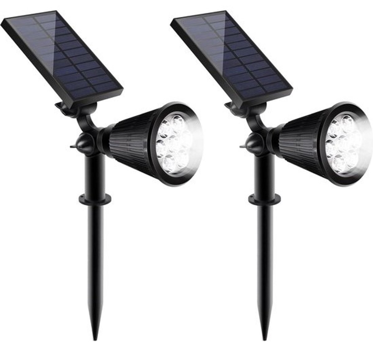 7 ledspots op zonne-energie - IP44 waterdicht - Superheldere tuinverlichting - 2 helderheidsniveaus - LED-tuinlamp voor buiten - Voor paden, gazon, omheining, pad en binnenplaats - Tuinverlichting op zonne-energie
