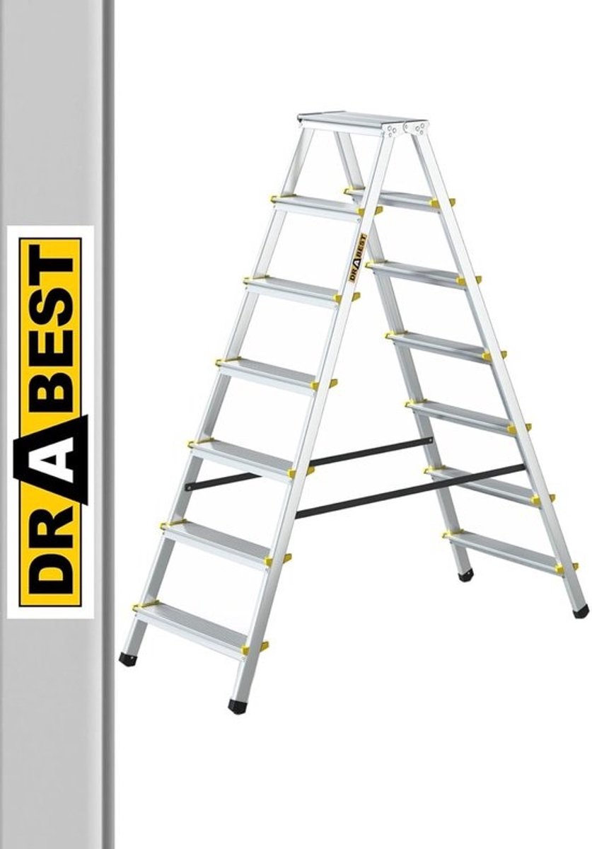 Inklapbare aluminium ladder - 2x7 treden - Veilig - ruimtebesparend