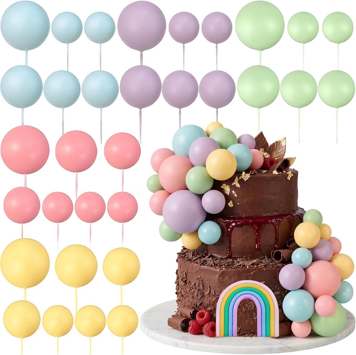 Taartdecoratieballen – 33 stuks ballonnen taarttoppers