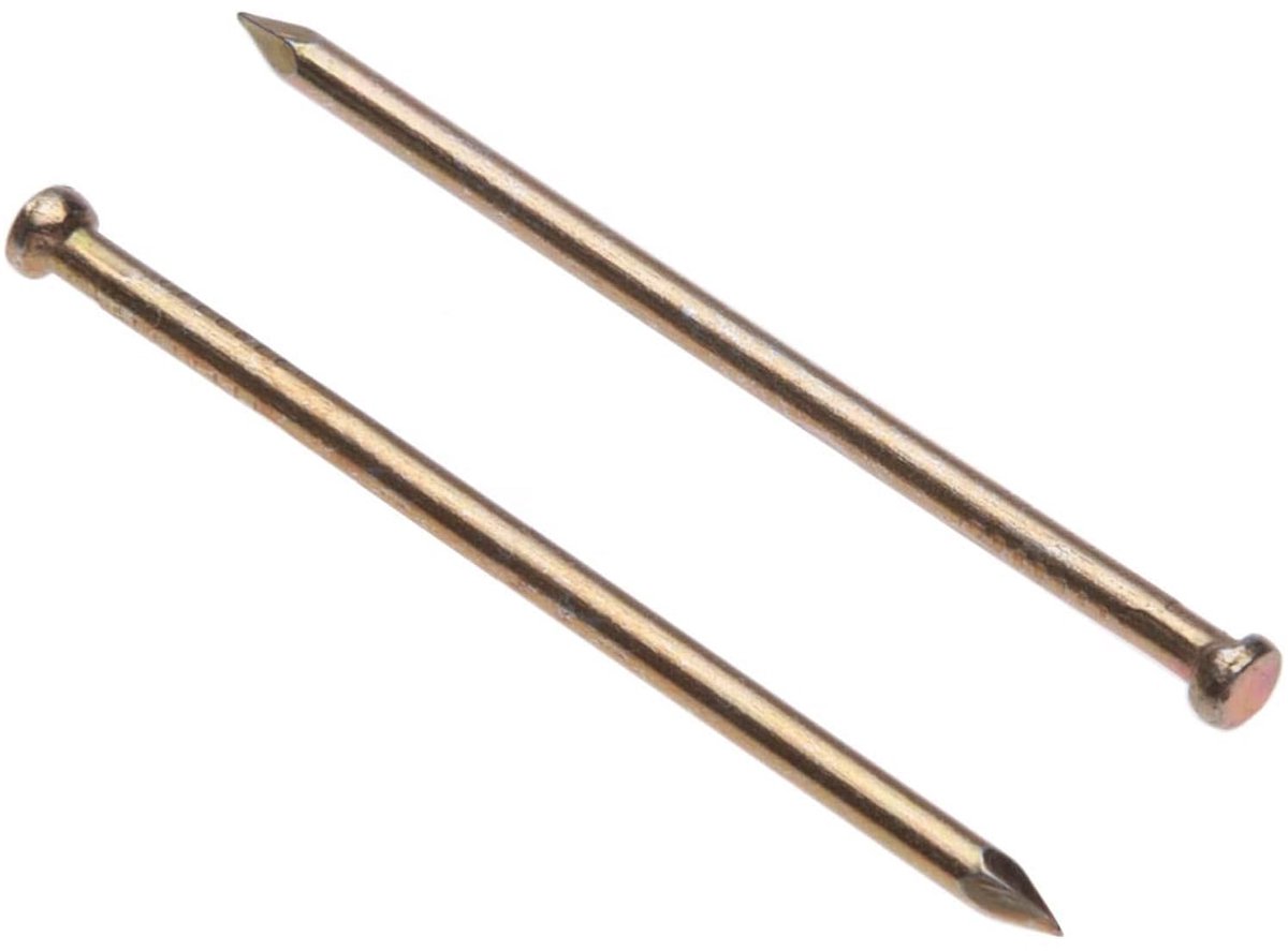 Pins Finishing Nails Veneer Pins (Pack of 140) Gele Verzinkte Nagel Gegalvaniseerd Heavy Duty for DIY and Crafts Home Decor Houtwerk Furniture Construction Size: Length 35mm Diameter 1.8mm.