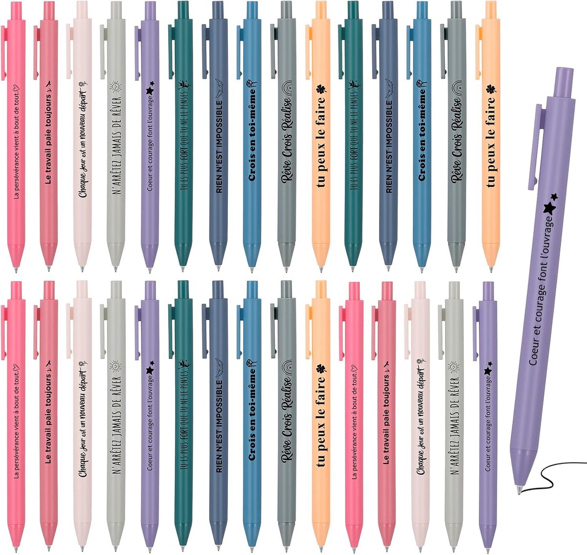 30 stuks inspirerende pennen, drukbalpen met motiverende citaten, mooie pennen, cadeaus voor studenten, leraren, collega's, gasten, kantoor, school (Frans)