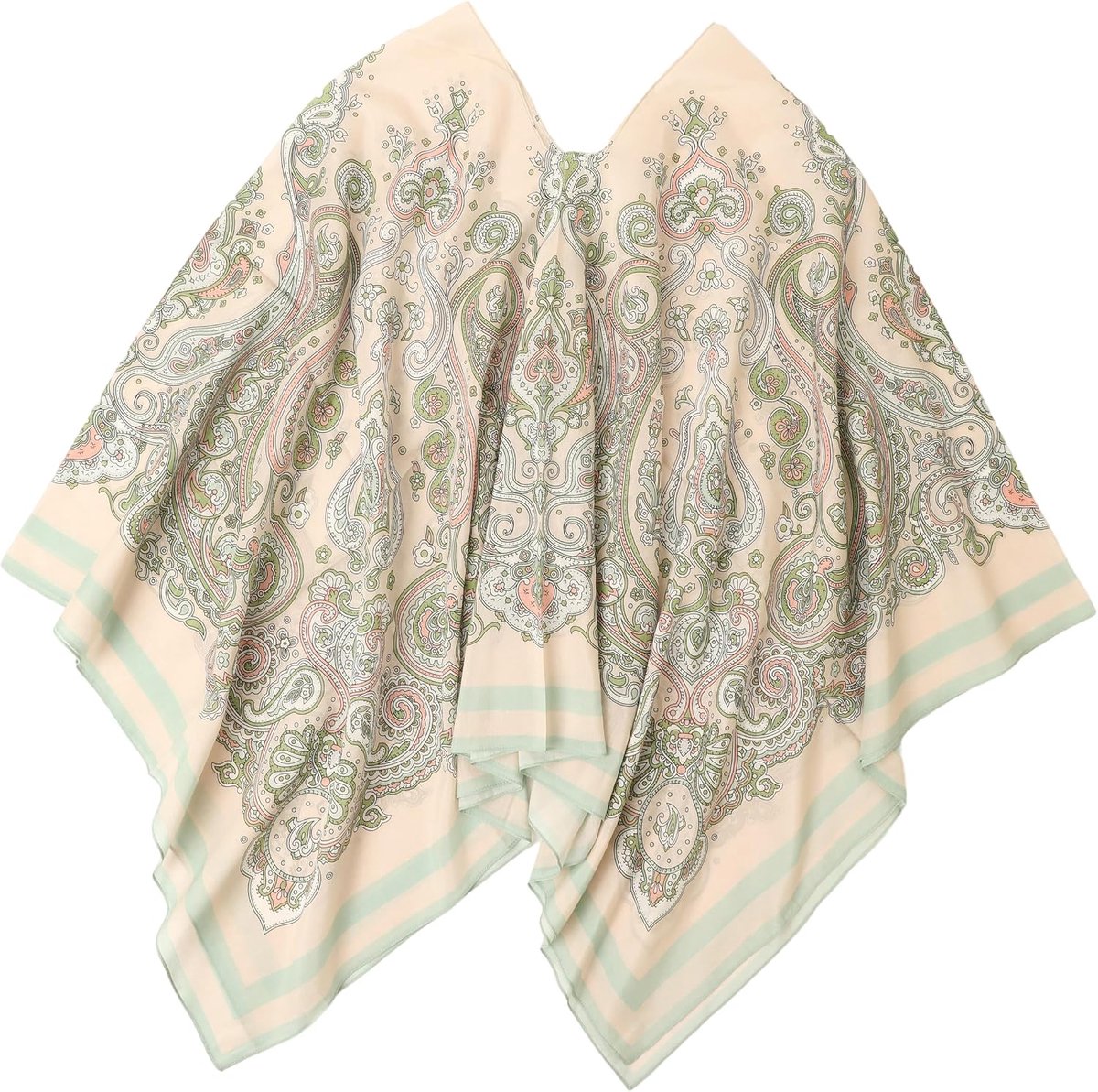 Damesponcho voor de zomer, 2-in-1 van zijde en katoen, 140/140 cm XL, lichte damessjaal, schouderdoek, tuniek, strandjurk