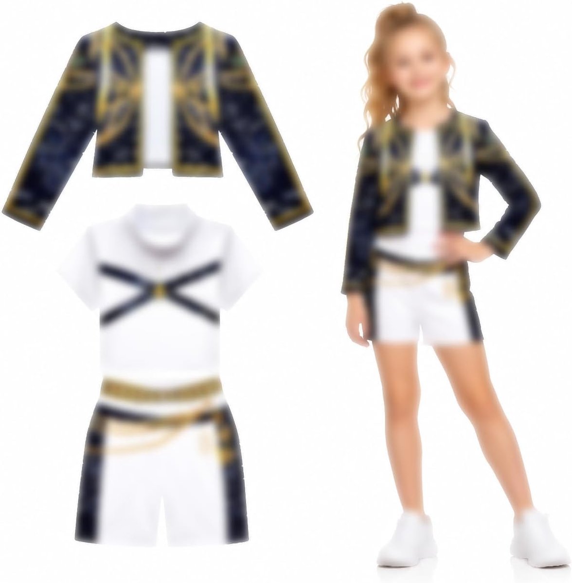 Set van 3 idol cosplay uniform, glinsterende podiumkostuums, outfits voor popsterren voor Halloween, carnaval, podiumoptredens, verjaardagsfeestjes en als cadeau