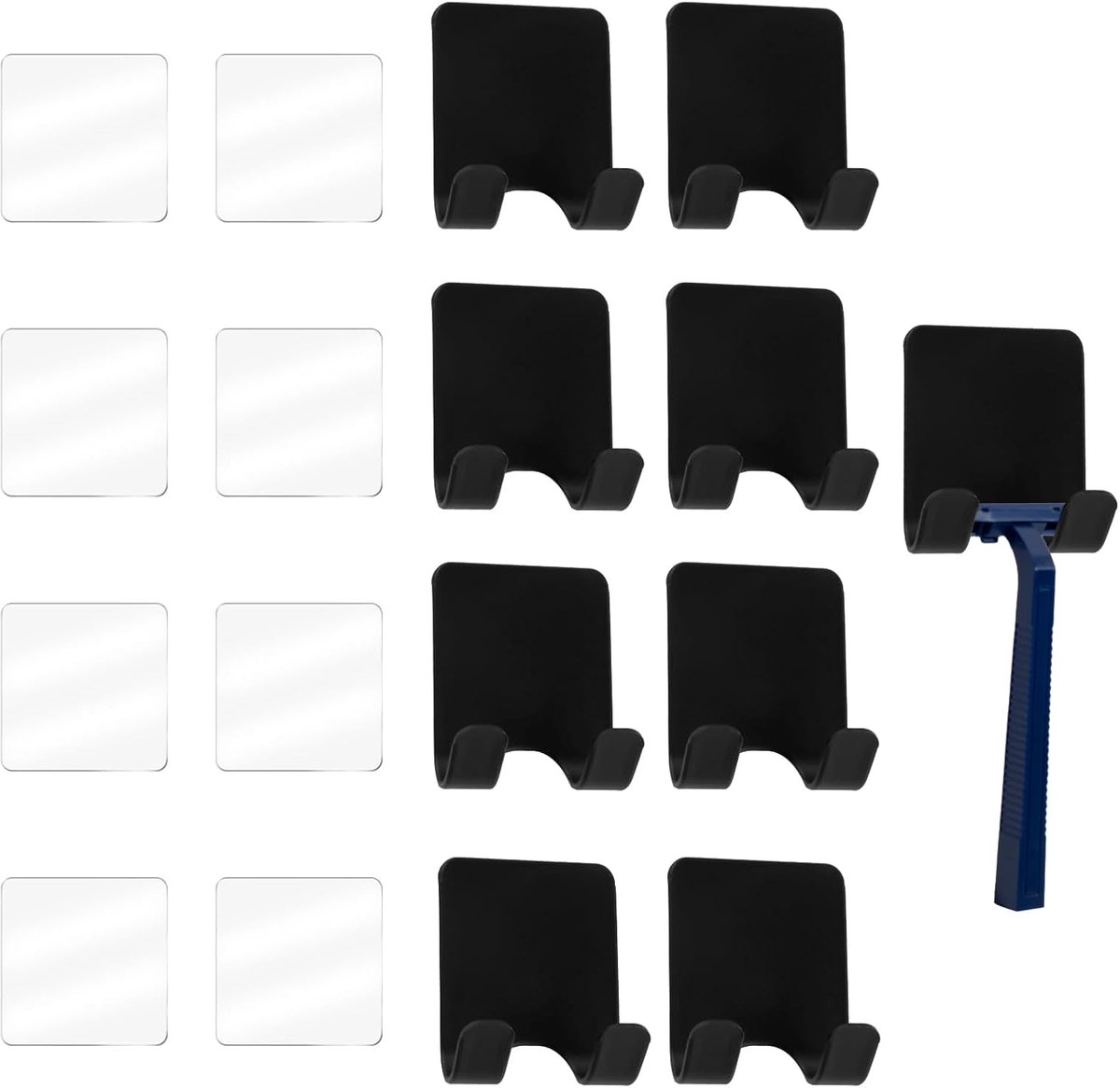 Pack of 8 Stainless Steel Self Adhesive Hooks for Shavers, Wall Hooks Without Drilling for Bathroom, Kitchen, Shower - ShopVlot