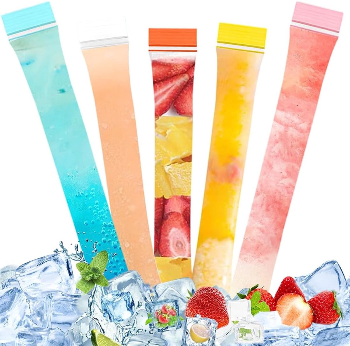 EIHI Pack of 250 Reusable Water Ice Bags, Water Ice Moulds, Ice Bags for Filling, 4.5 x 28 cm - ShopVlot