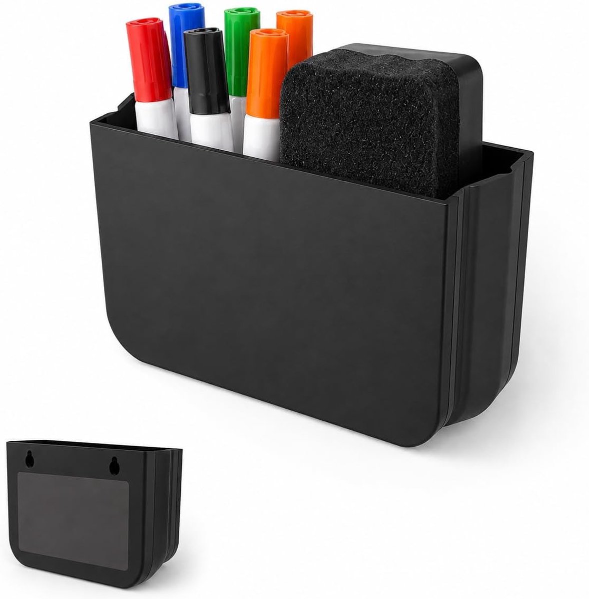 2 stuks magnetische pennenhouder, opvouwbare magnetische organizer voor whiteboardmarkers, markers, sponzen en kleine kantooraccessoires, zwart