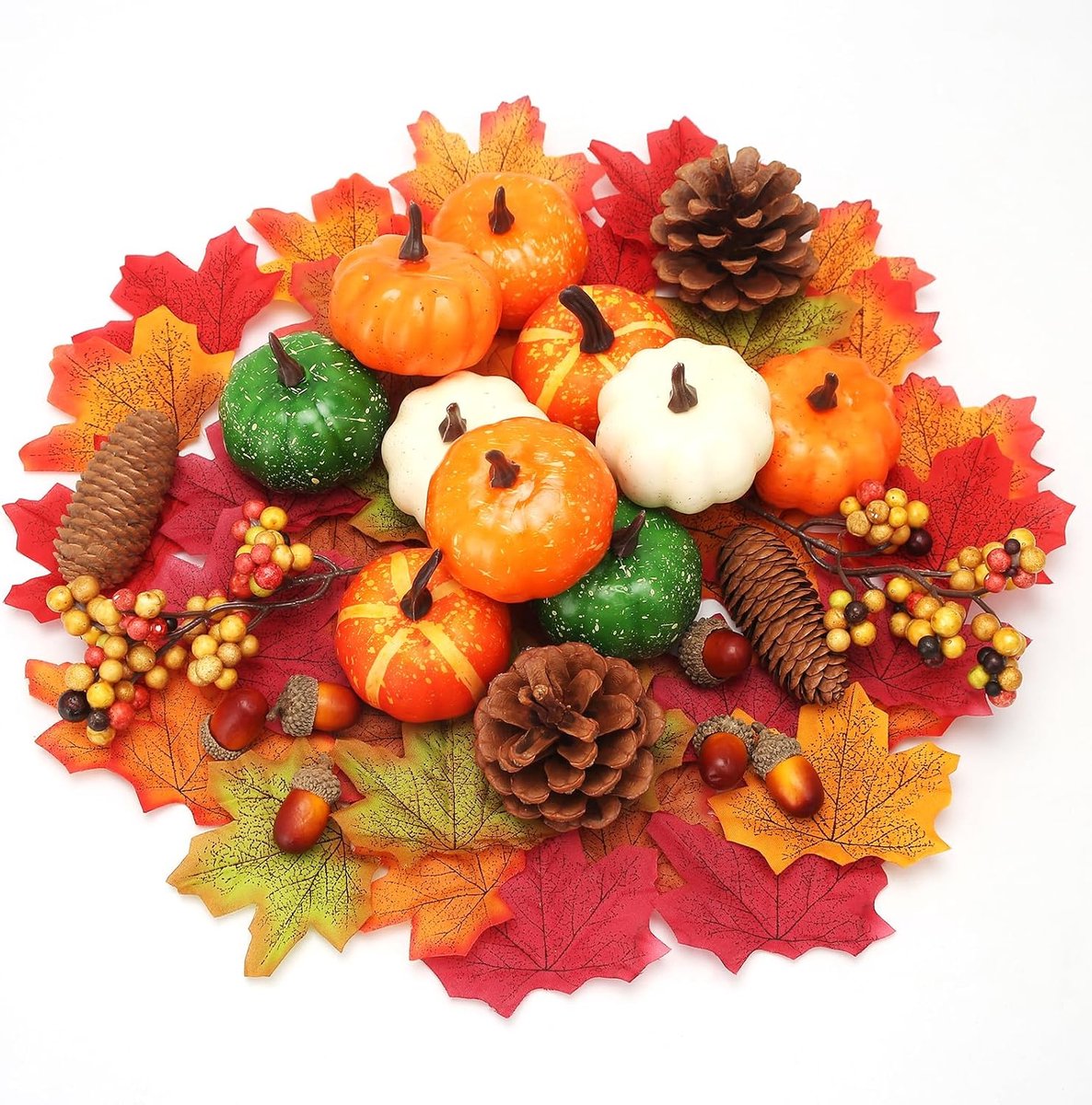 122 stuks pompoen herfstdecoratie, kunstpompoenset