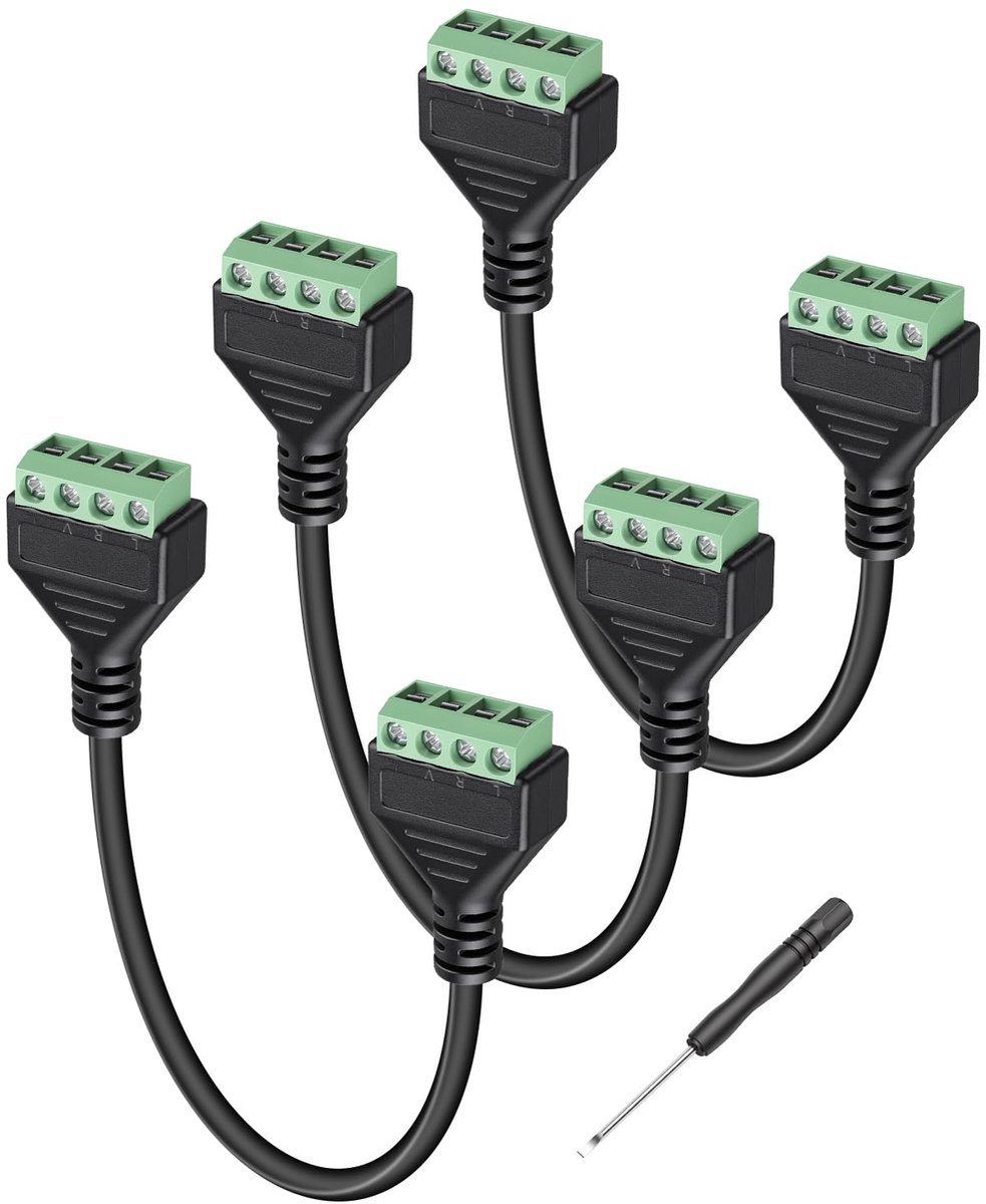 4-pins naar 4-pins soldeervrije klemadapterkabel, 3 stuks, 30 cm