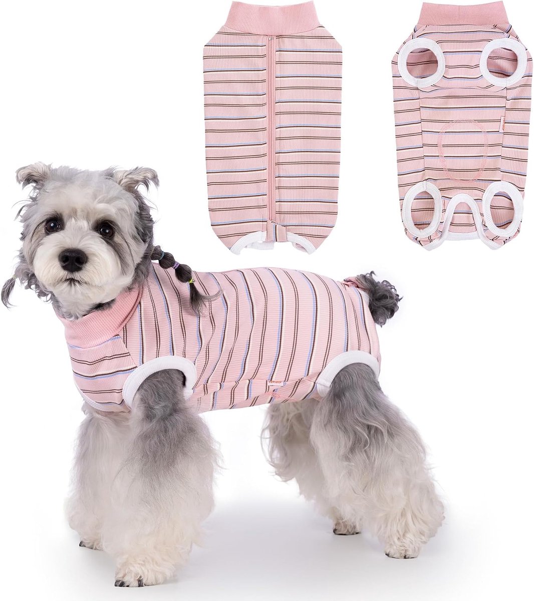 Na operatie voor hond teef kastratie wondbescherming roze XS zacht katoen op body hond met ritssluiting, lekbescherming, alternatief voor halsband, puppyvest voor kleine