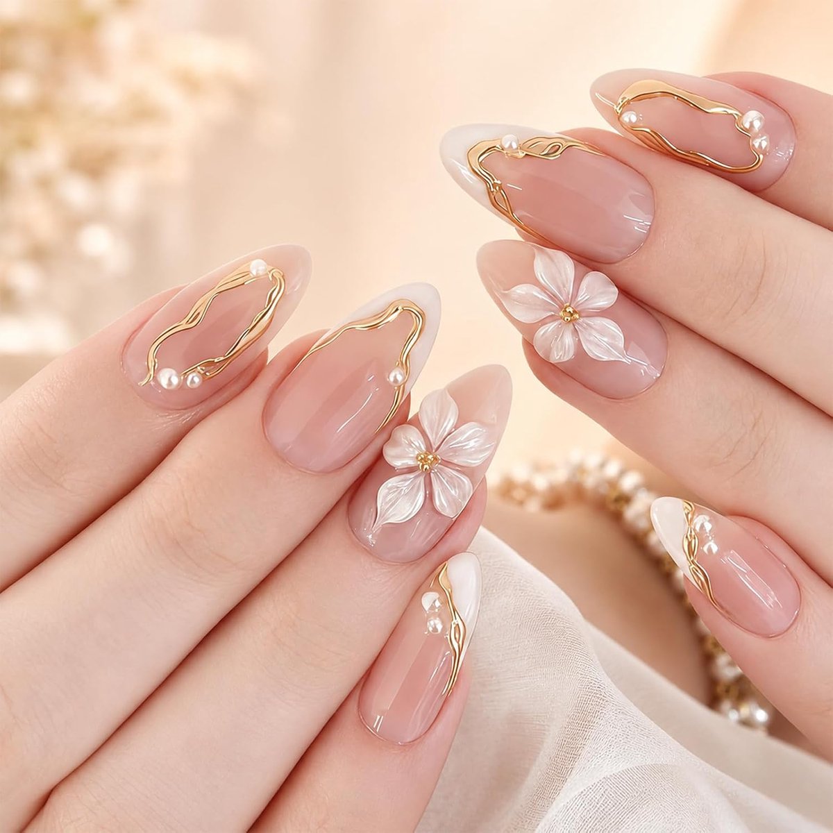 24 stuks amandel plaknagels Franse tip, Franse nagels