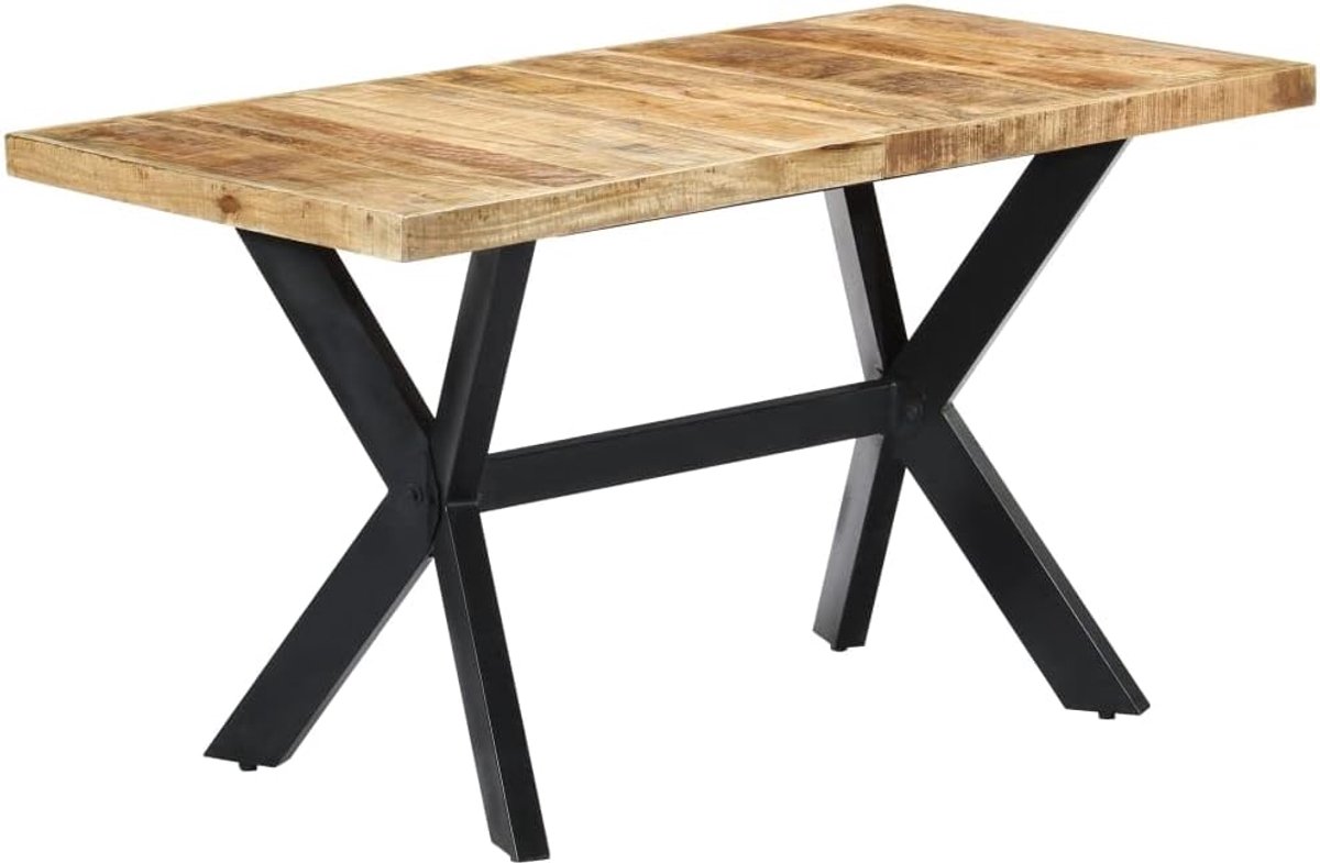 Mangohout industrieel stalen onderstel Lichtbruin 140x70x75 cm