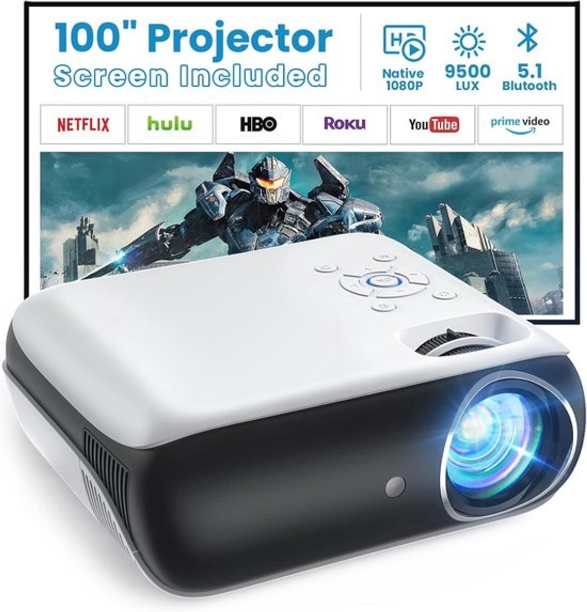 Image of 1080p draagbare beamer - Bluetooth en 100 inch scherm - Voor thuisbioscoop