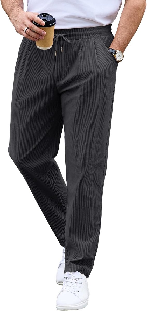 Corduroy vrijetijdsbroek voor heren, regular fit, met trekkoord