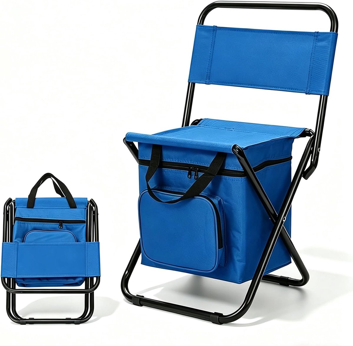 Outdoor Folding Chair Fishing Chair 3-in-1 Portable Folding Chair with 10L Storage Bag Large Capacity Camping Chair - ShopVlot