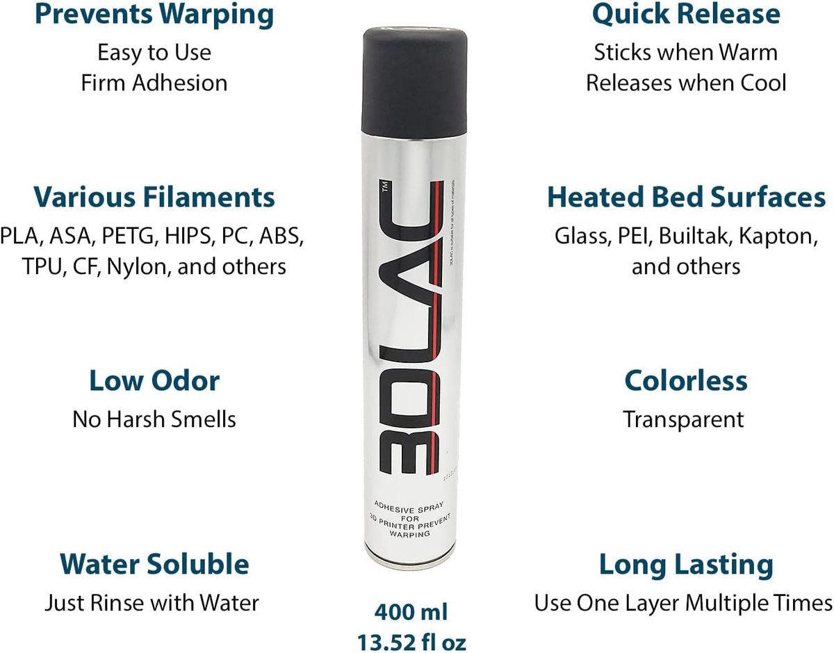 3DLAC Spray adhesive for perfect adhesion to the 3D printer print bed, 400 ml - ShopVlot