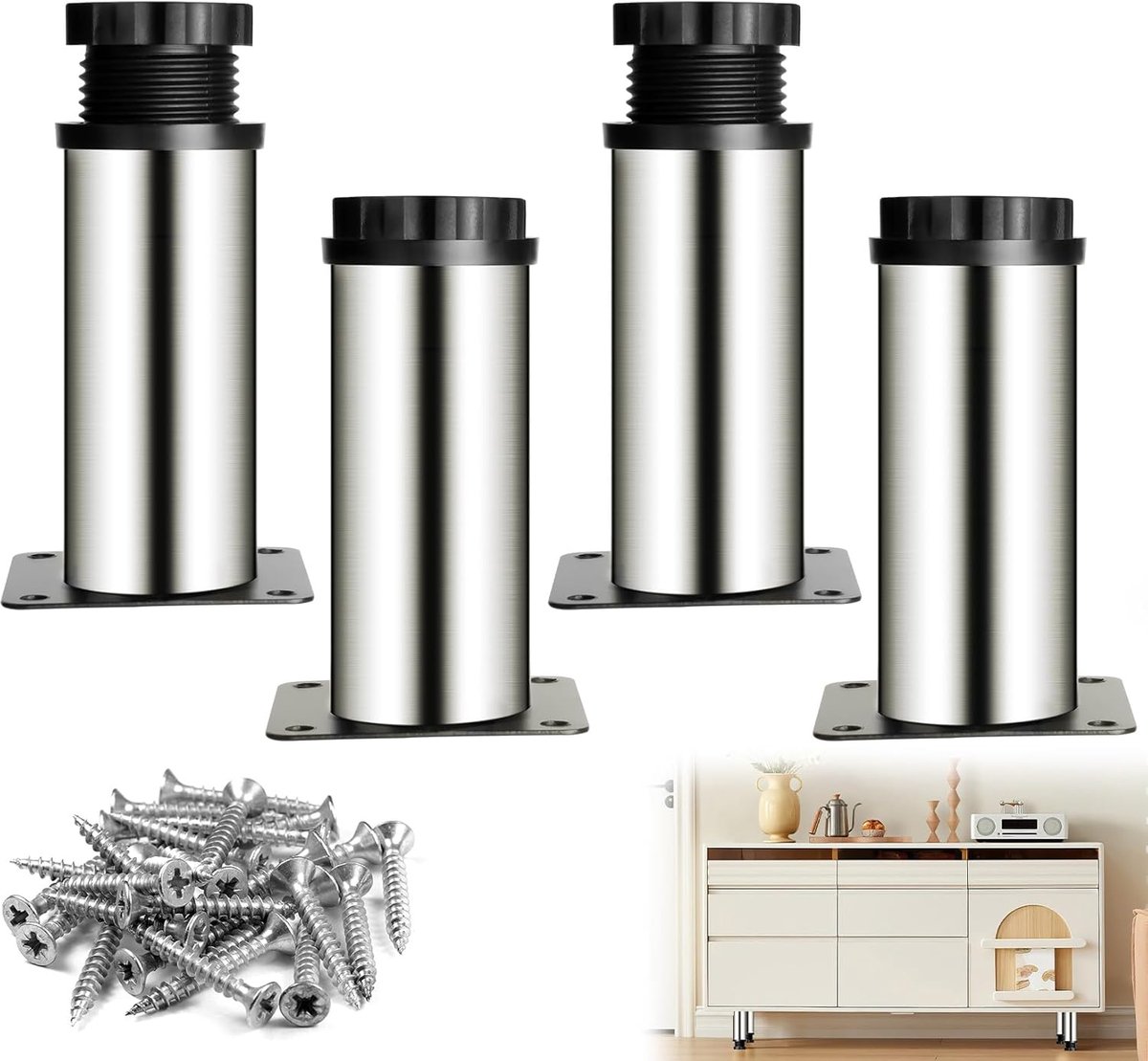 4 Pcs Adjustable Furniture Legs, 10 cm, Furniture Legs, Cabinet Legs, Sofa Legs, Cabinet Legs, Cabinet Legs, for - ShopVlot