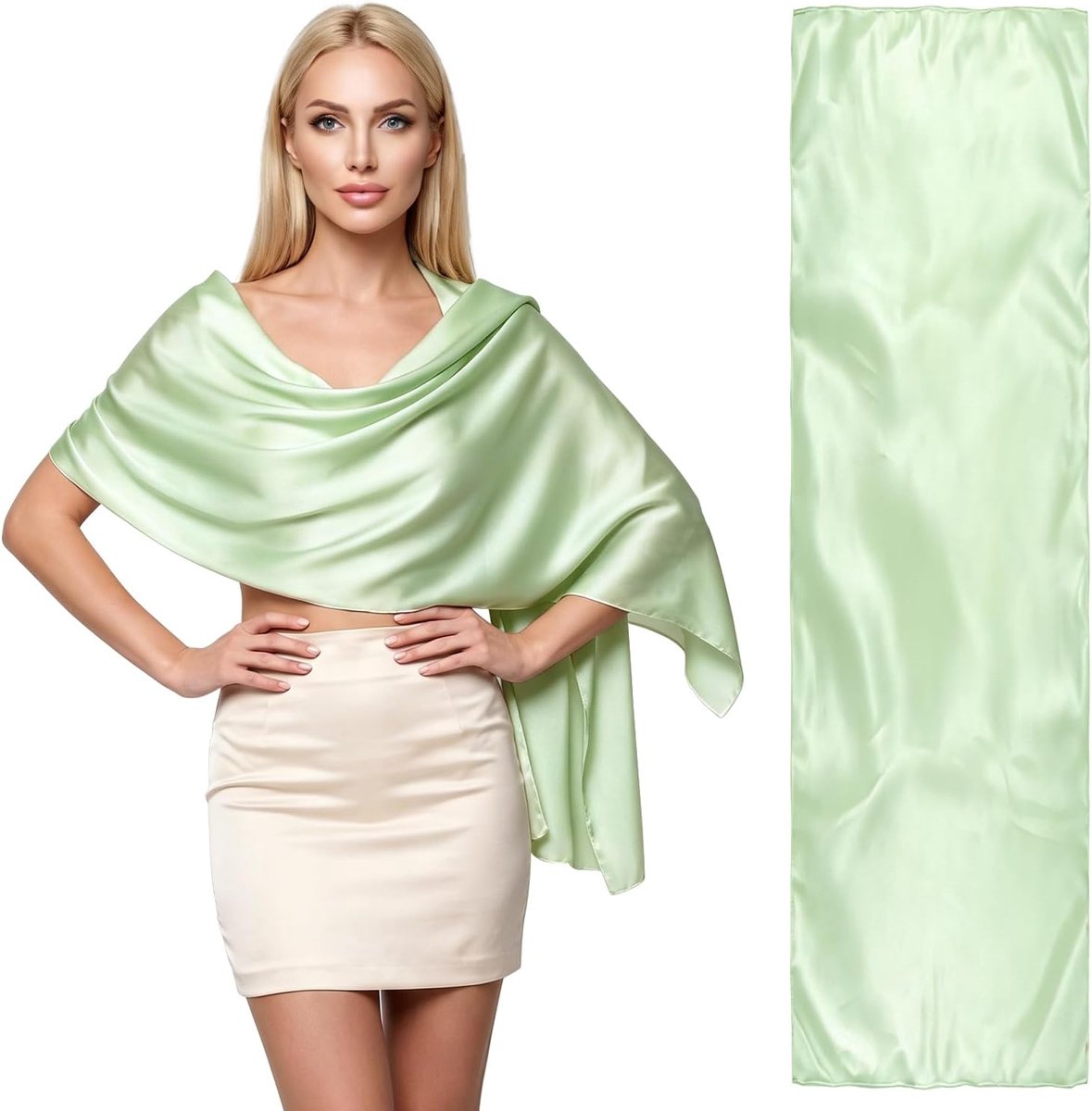 Satijnen sjaal 65x220cm - lichtgewicht zacht - elegante bruiloft sjaal - perfect voor avondfeesten - SnelShoppen