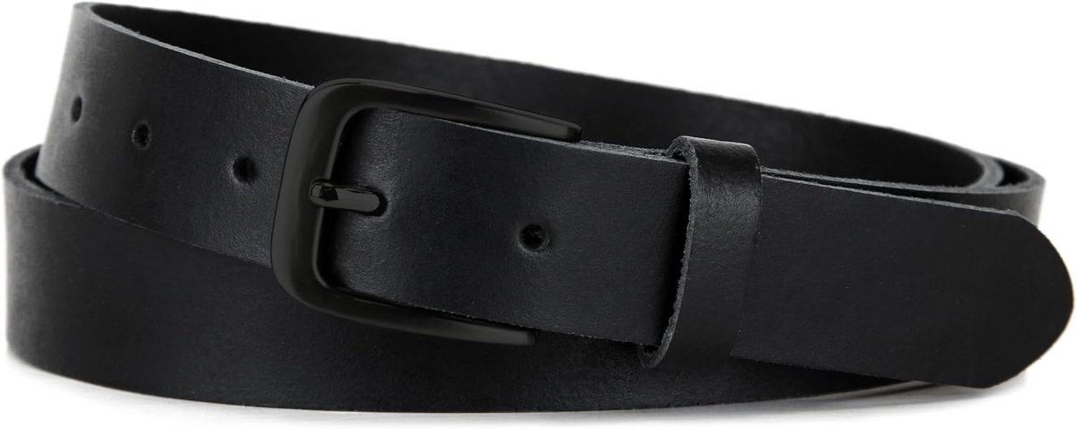 Frentree Leather Belt, Made in Germany, Black Buckle, Leather Belt for Men and Women, 3 cm Wide, Black, Black, 100 - ShopVlot