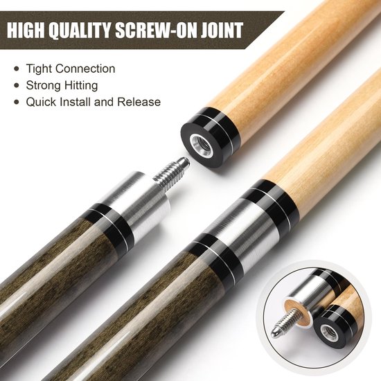 ASMPCUE Pool keu, 13 mm biljartkeu hardwood Pool Cue 13 mm punten voor professionele biljartspelers, 1/2 keusticks - ShopVlot — afbeelding 2