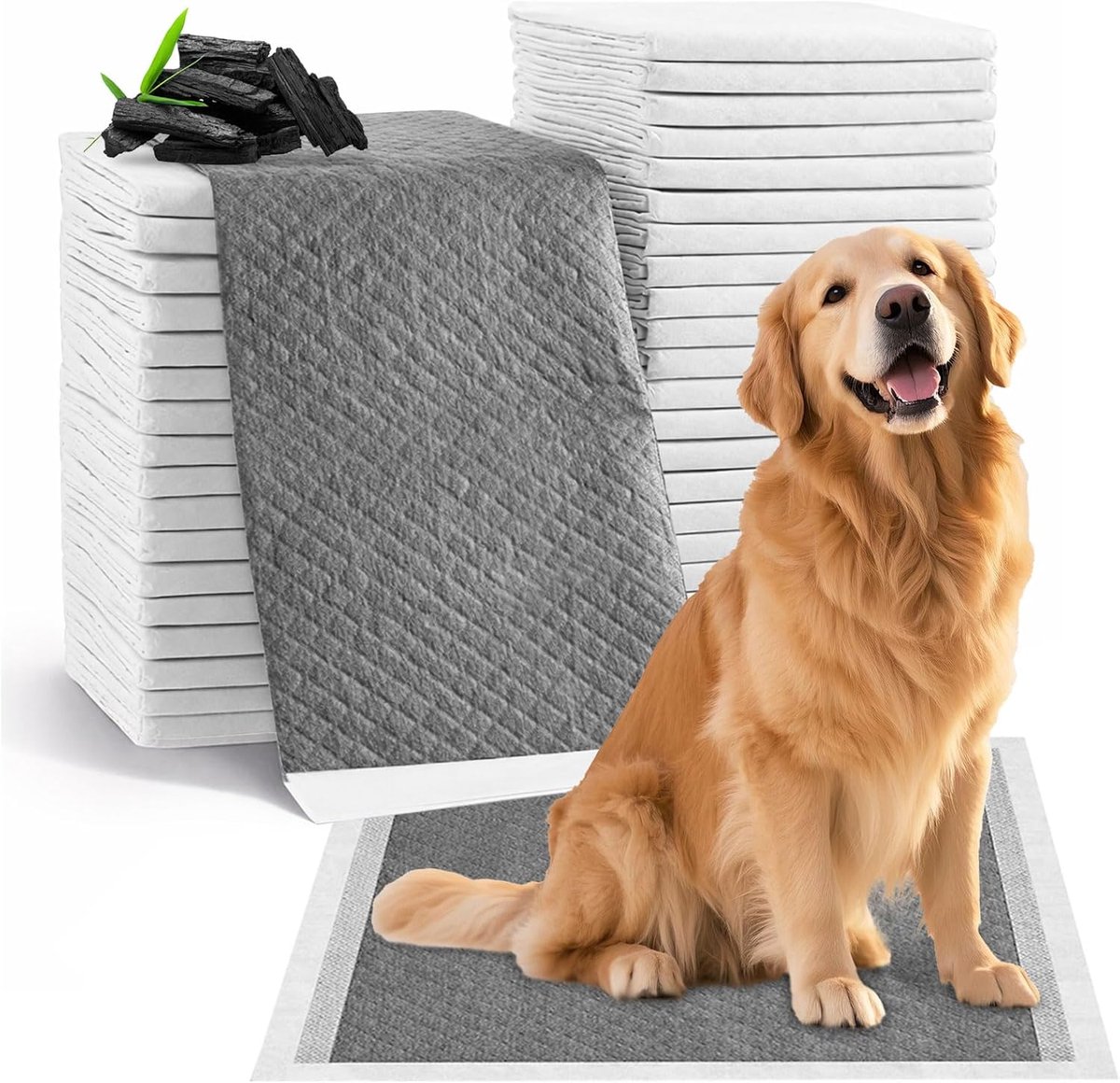 40 stuks hondentrainingspads 60 x 60 cm met actieve kool, 6-laags design met lekvrije en geurneutrale functie, ideaal - ShopVlot
