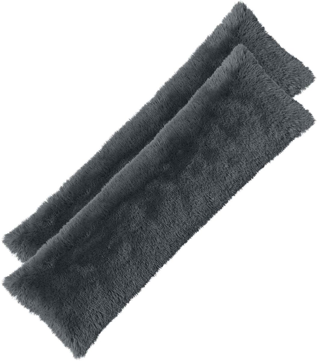 vidaXL Dekenkussen - 2 - st - HEERLEN - Antraciet - 40 - x - 145 - cm - PV - Fleece